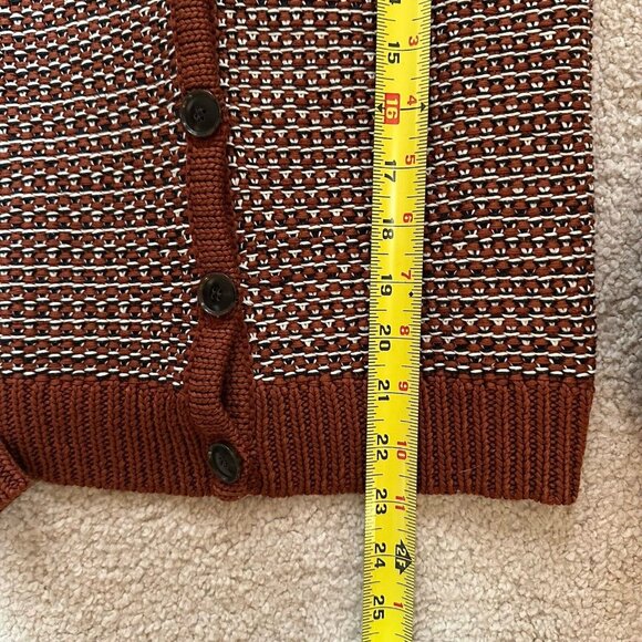 Theory Sweater Women’s XS Brown & White Knit Button Up Cardigan No Size Tag - Picture 7 of 9